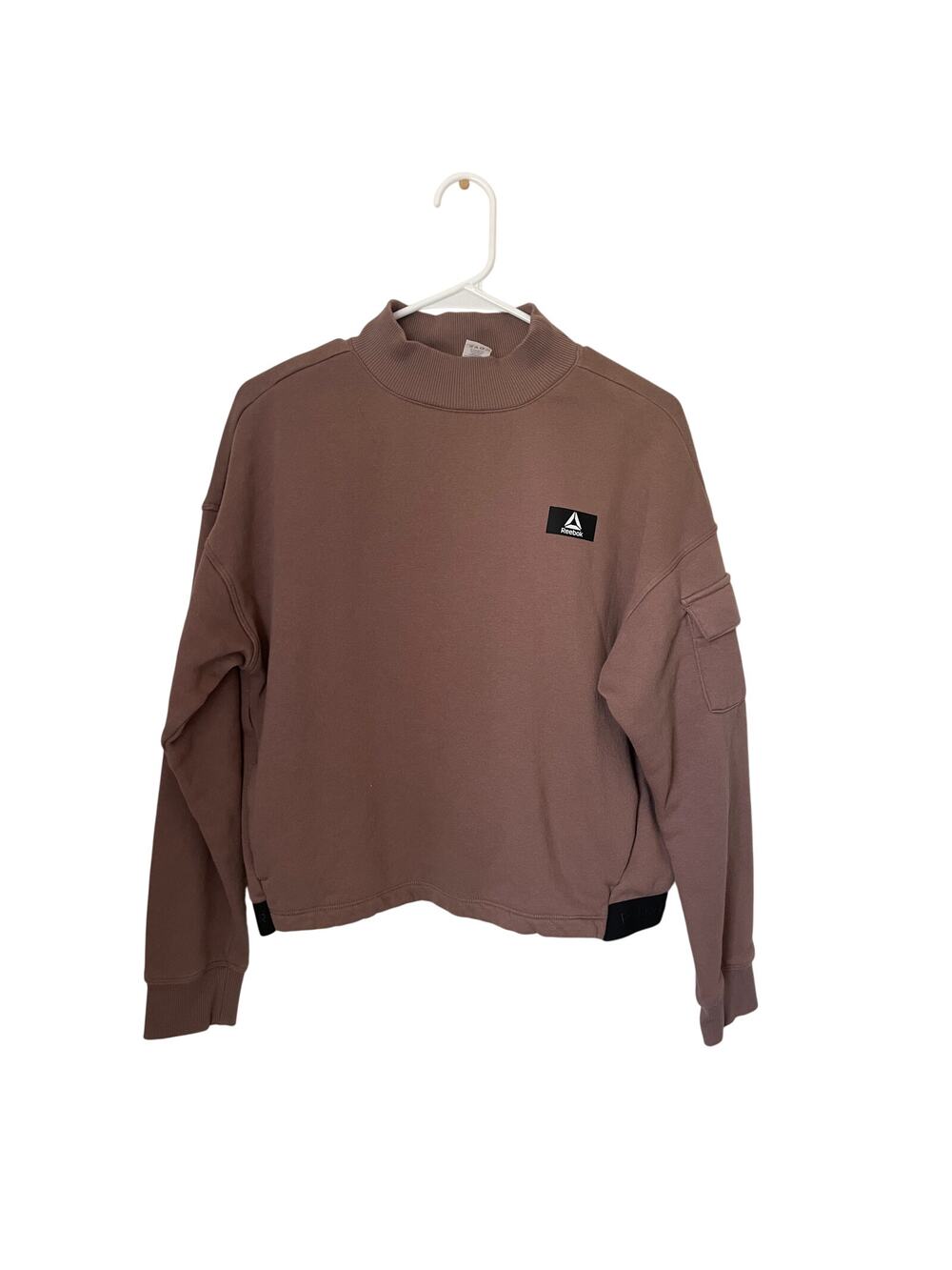Reebok Mock Neck Crew Sweatshirt Brown Pullover Athleisure Streetwear-Med